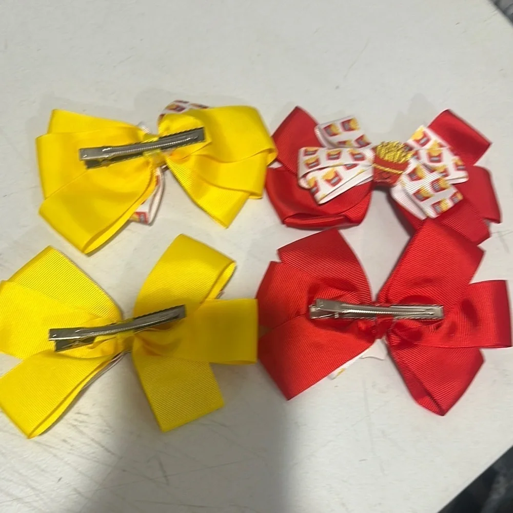Set of Red and Yellow Hair Bows